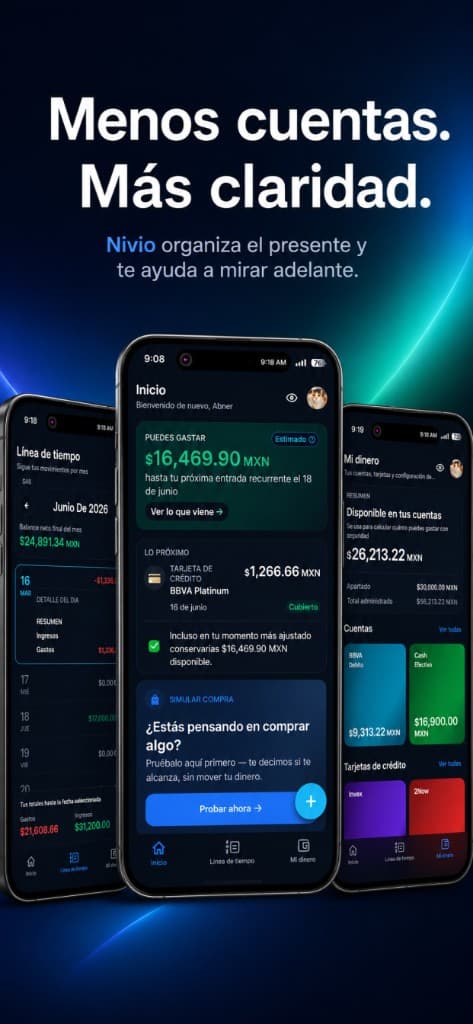 Three Nivio app screens presented together as a product overview.